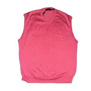 Bugatchi Mens Sweater Vest Pink V-Neck Lightweight Luxury Large New